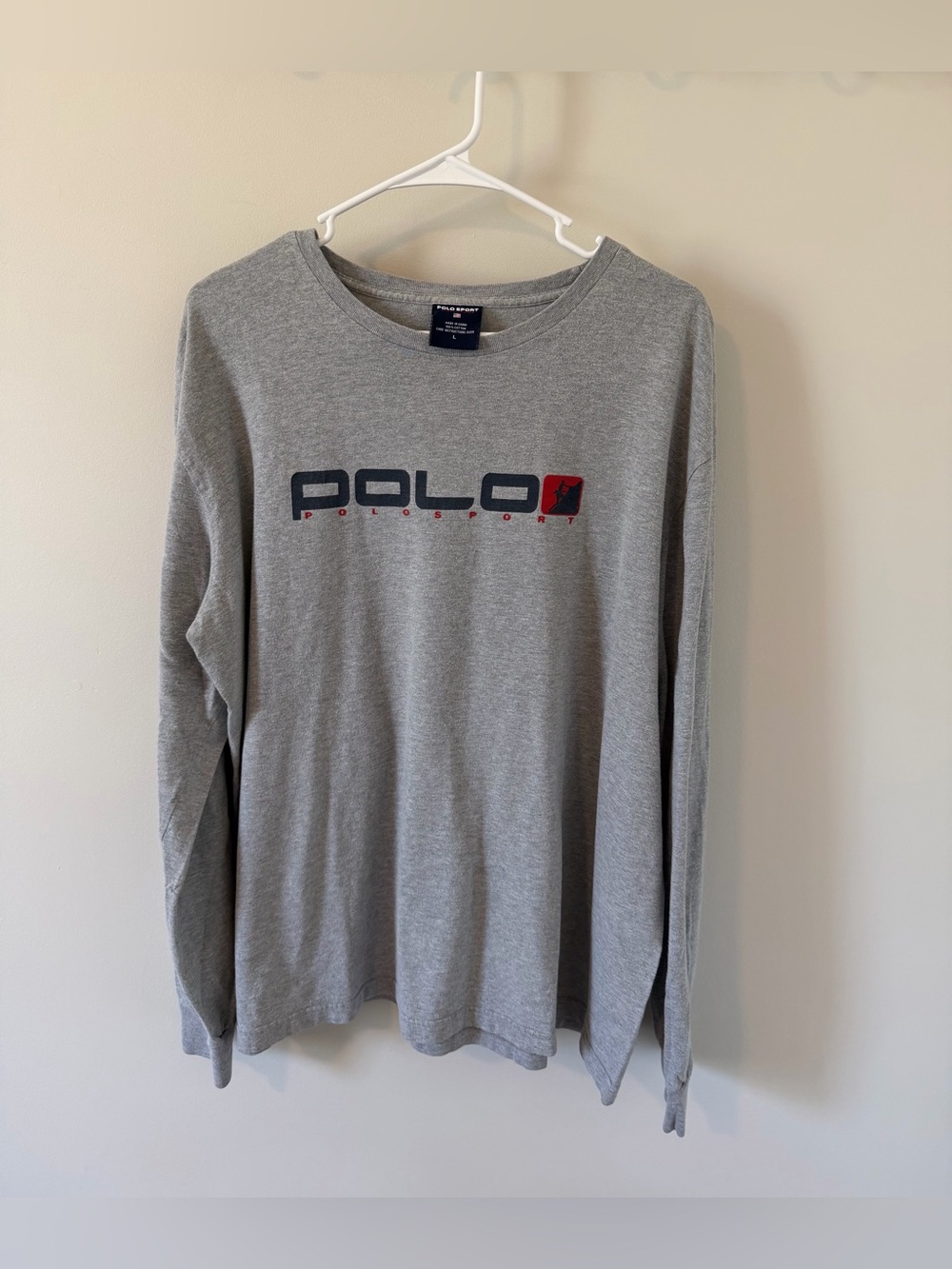 Vintage Polo Sport Ralph Lauren 2002 Long Sleeve T Shirt Size Large Gray